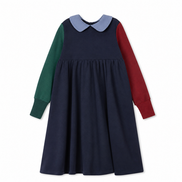 Velvette Label Peter Pan Colorblock Dress (EF361)