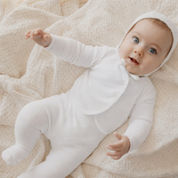 Little Parni Milk White Pointelle Cardigan Layette Set + Bonnet (K655)