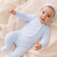 Little Parni Lt Blue Pointelle Cardigan Layette Set + Bonnet (K655)