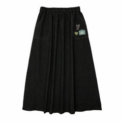 Froo Black Patch Skirt- MAXI SKIRT