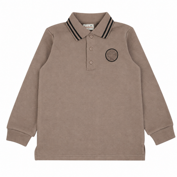Bondoux Sherpa Embroidery Taupe Boys Polo (261PL)