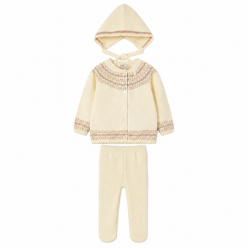 Coco Blanc Embroidered Knit Set (3 piece) - Cream CB4095