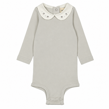 Mema Knits - Embrodiered Collar Onesie - Ice Blue
