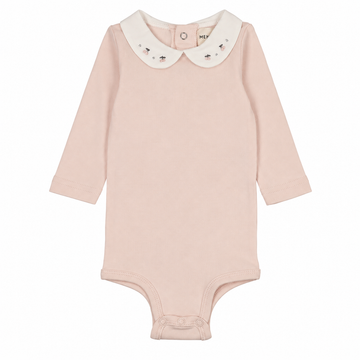 Mema Knits - Embrodiered Collar Onesie - Baby Blush