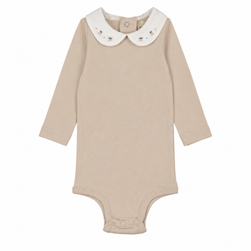 Mema Knits - Embrodiered Collar Onesie - Sand
