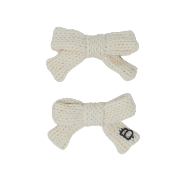 Bandeau Cream Mini Bow Clip Set Chunky Knit (FINAL SALE)