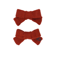 Bandeau Red Mini Bow Clip Set Chunky Knit ( FINAL SALE )