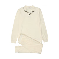 Coco Blanc Cream W/ Black Velour Pajama