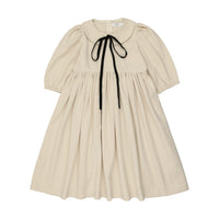 Coco Blanc Cream Structured Dress Taffeta Structured Dress With Thin Black Ribbon