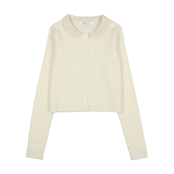 Coco Blanc Cream Peter Pan Ribbed Cardigan