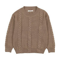 Coco Blanc Mocha Cabled Crew Sweater