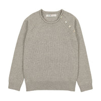 Coco Blanc Light Grey Crew Button Sweater (9081)