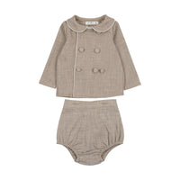 Coco Blanc Oat Wool Baby Peter Pan Bloomer Set