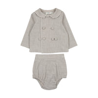 Coco Blanc Light Grey Wool Baby Peter Pan Bloomer Set