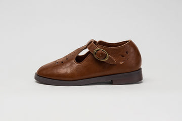 Tannery Chestnut Brogue T-Straps