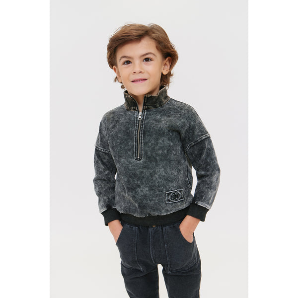 Crew Kids Black Denim Zip Top