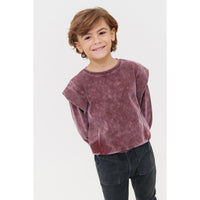 Crew Kids Burgundy Acid Wash Top