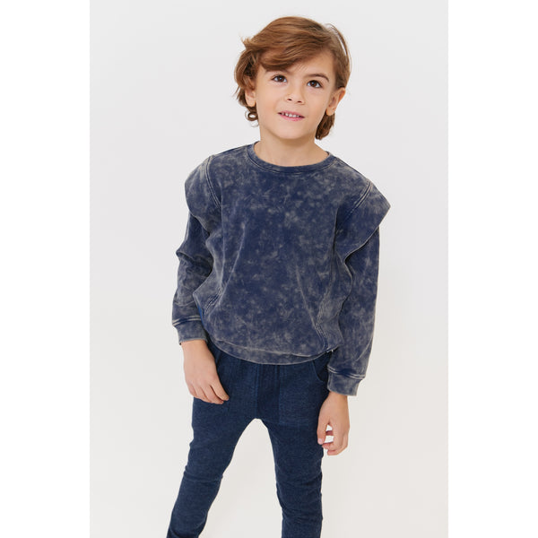 Crew Kids Navy Acid Wash Top