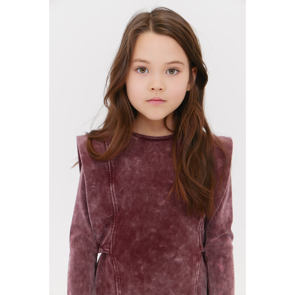 Crew Kids Burgundy Acid Wash Dress