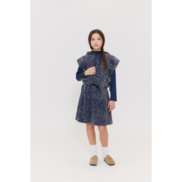 Crew Kids Navy Acid Wash Skirt