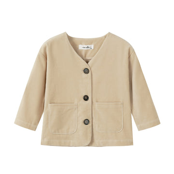 Nou Nelle Crushed Velour Tan Blazer