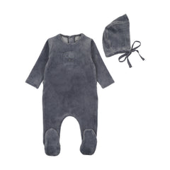 Bee & Dee Blue Horizon Cute As A Button Footie/Bonnet