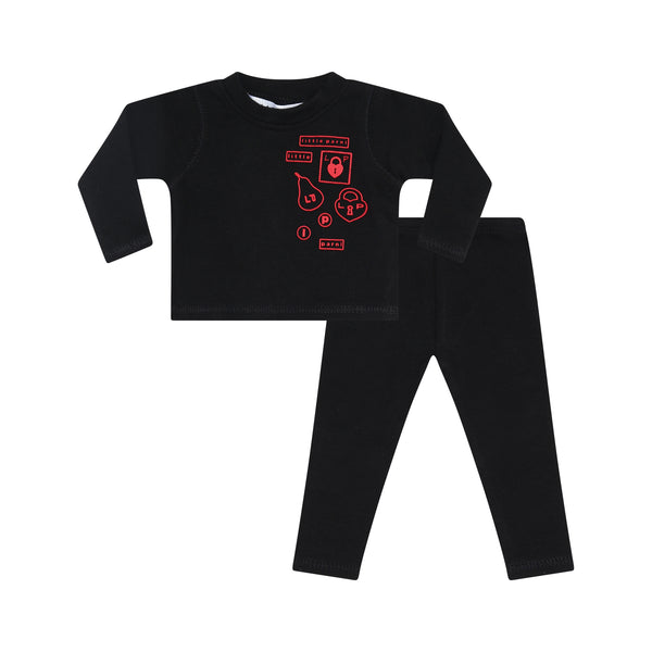 Little Parni Black / Red Patch Doll Pajamas