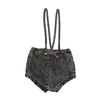 Kin And Kin Ruffled Overall W/ Straps - Black Denim