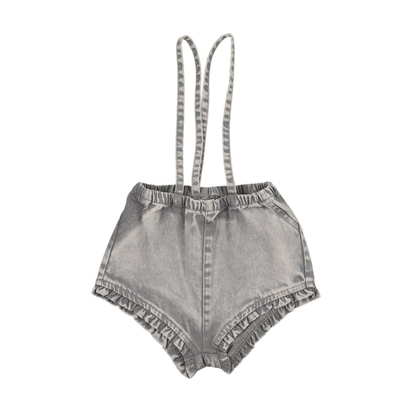 Kin And Kin Ruffled Overall W/ Straps - Light Blue Denim