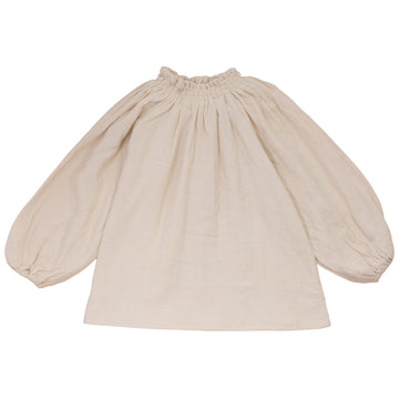 Calla Lili Girl Shirt With Smocking At Neck - Cream