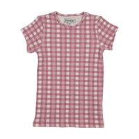 Kin And Kin Printed Short Sleeve T-Shirt - Mauve Gingham