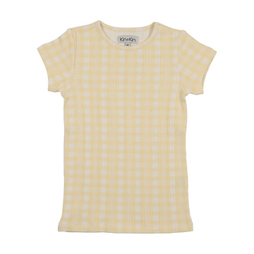Kin And Kin Printed Short Sleeve T-Shirt - Yellow Gingham