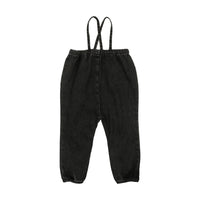 Analogie By Lil Legs Denim Bow Suspender Romper Black Denim