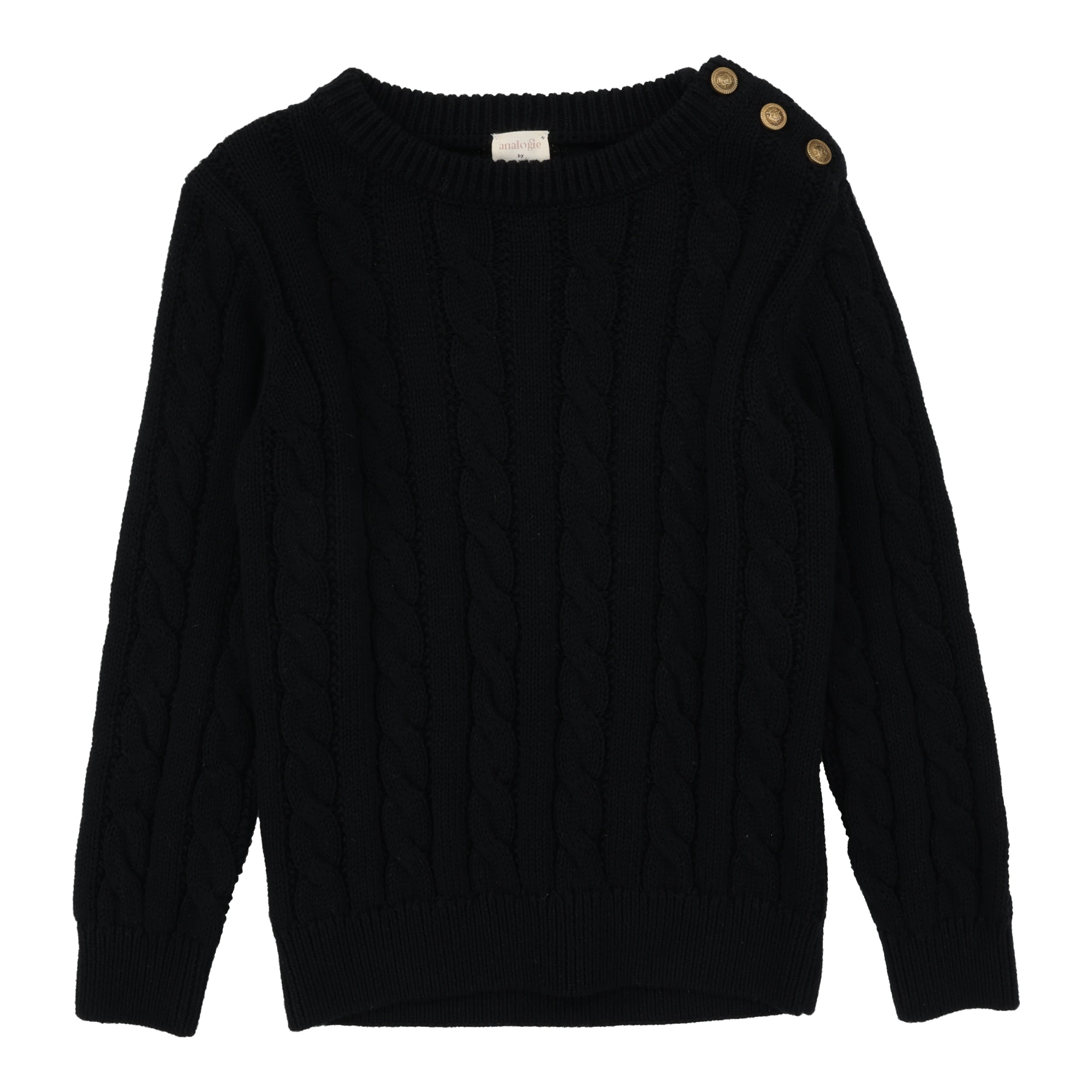 Analogie By Lil Legs Cable Knit Sweater Black - Main Image