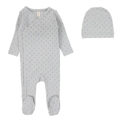 Lilette By Lil Legs Diamond Dot Footie Set Pale Blue