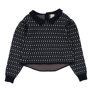 Analogie By Lil Legs Floral Knit Sweater Navy Multi
