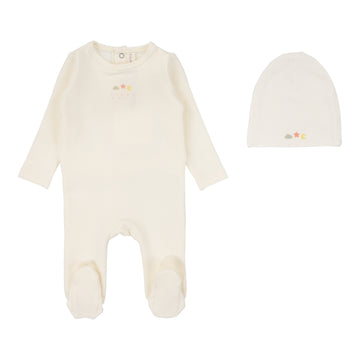 Lilette By Lil Legs Dreamy Graphic Footie Set Winter White/Apricot