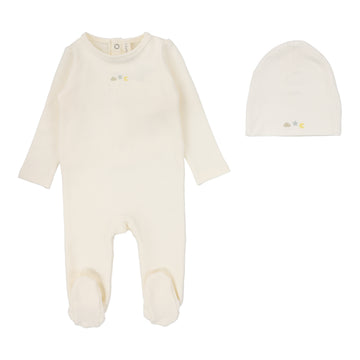 Lilette By Lil Legs Dreamy Graphic Footie Set Winter White/Slate