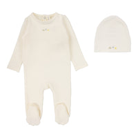 Lilette By Lil Legs Dreamy Graphic Footie Set Winter White/Slate