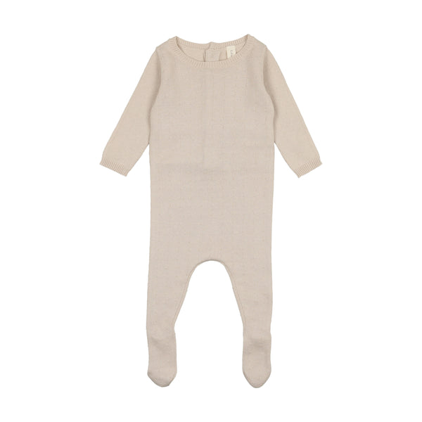 Lilette By Lil Legs Dotted Knit Footie Taupe