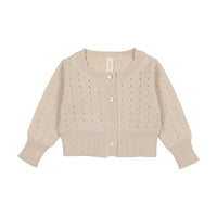 Lilette By Lil Legs Dotted Open Knit Cardigan Taupe