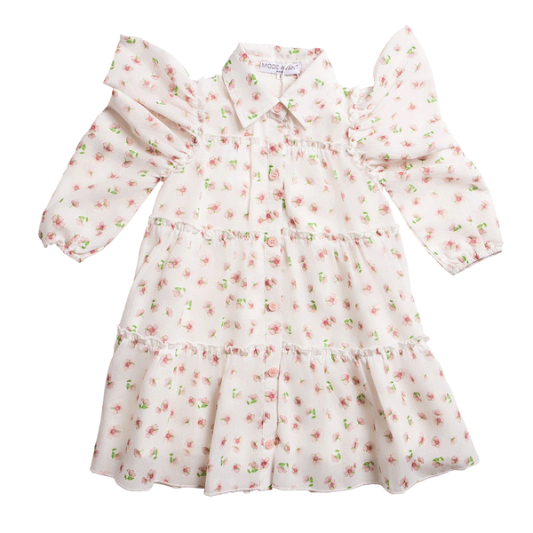 Mode Avant Paris Soft Pink Tiered Floral Dress