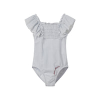 Coco Blanc Striped Ruched Swimsuit