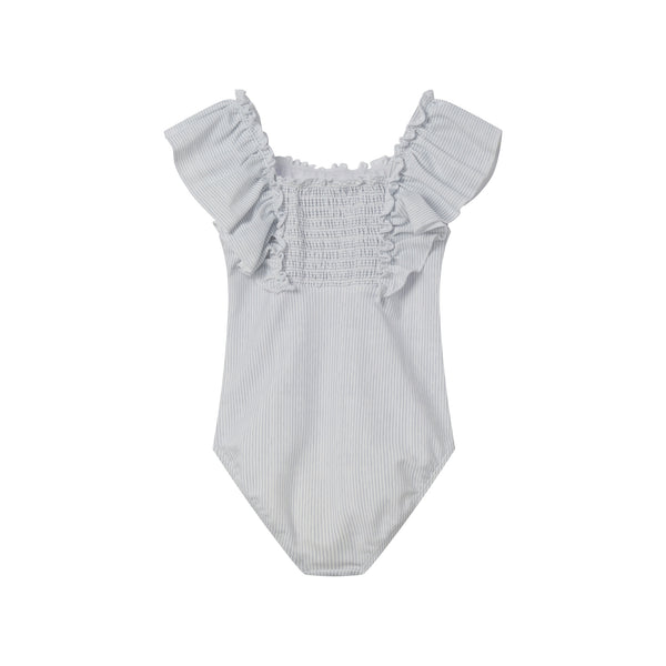 Coco Blanc Striped Ruched Swimsuit
