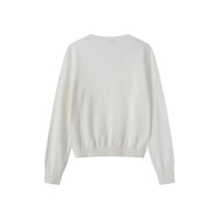 Coco Blanc Cream Chunky Crew Sweater with embossed center