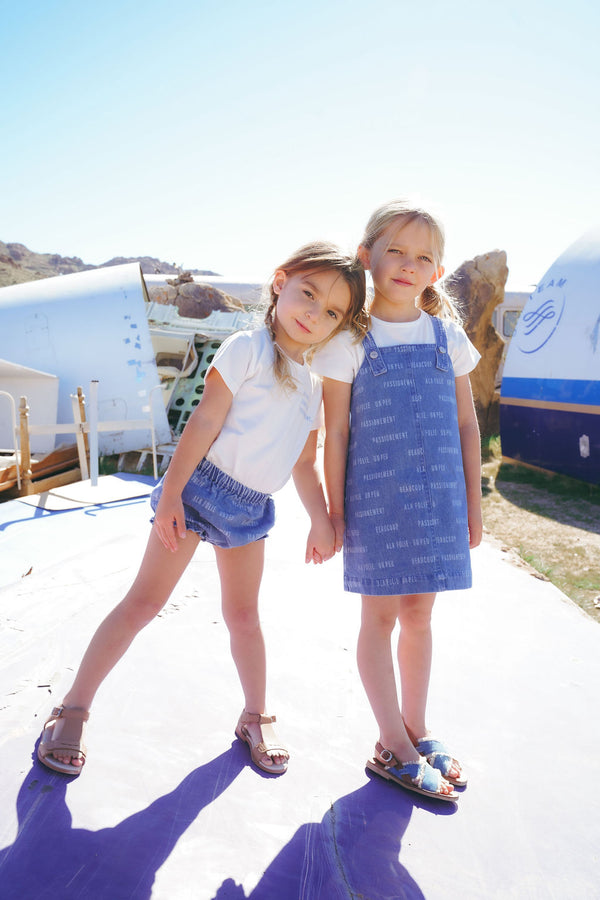 Coco Blanc Blue Denim Printed Bloomers SS26 no ruffle by leg