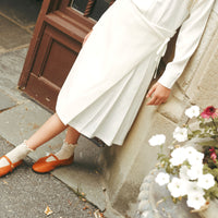 Urban Edge White Pleated Wrap Skirt