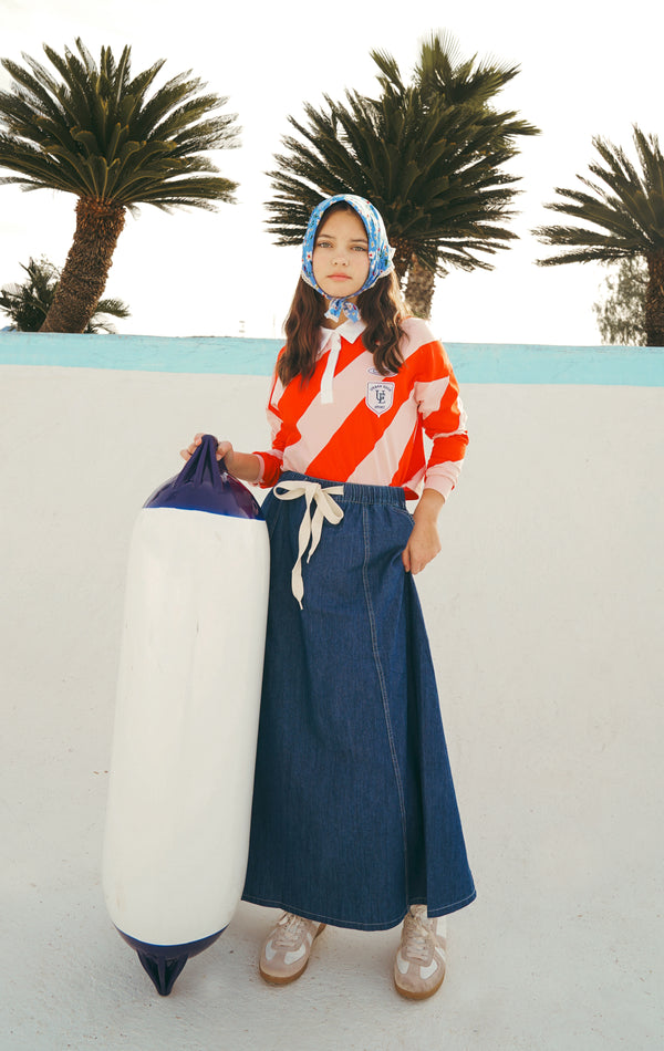 Urban Edge Navy Drawstring Denim Skirt