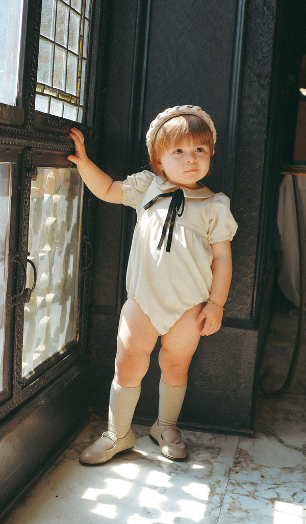 Coco Blanc Cream Romper With A Tie