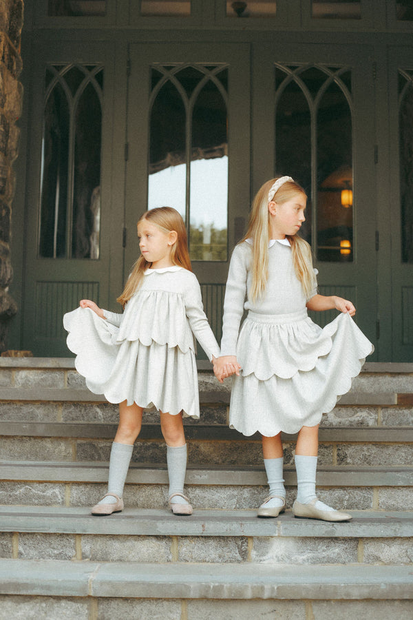 Coco Blanc Light Grey Scalloped Dress